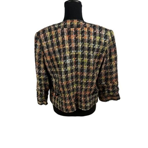 Anthracite Multi Color Tweed Open Front Jacket 12 - Picture 6 of 8